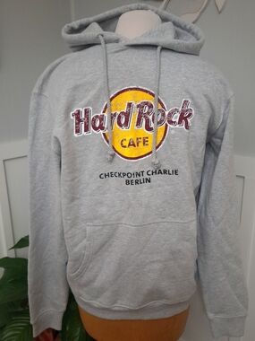 NWOT Hard Rock Cafe Berlin Hoodie in Gray with Yellow and Maroon Logo